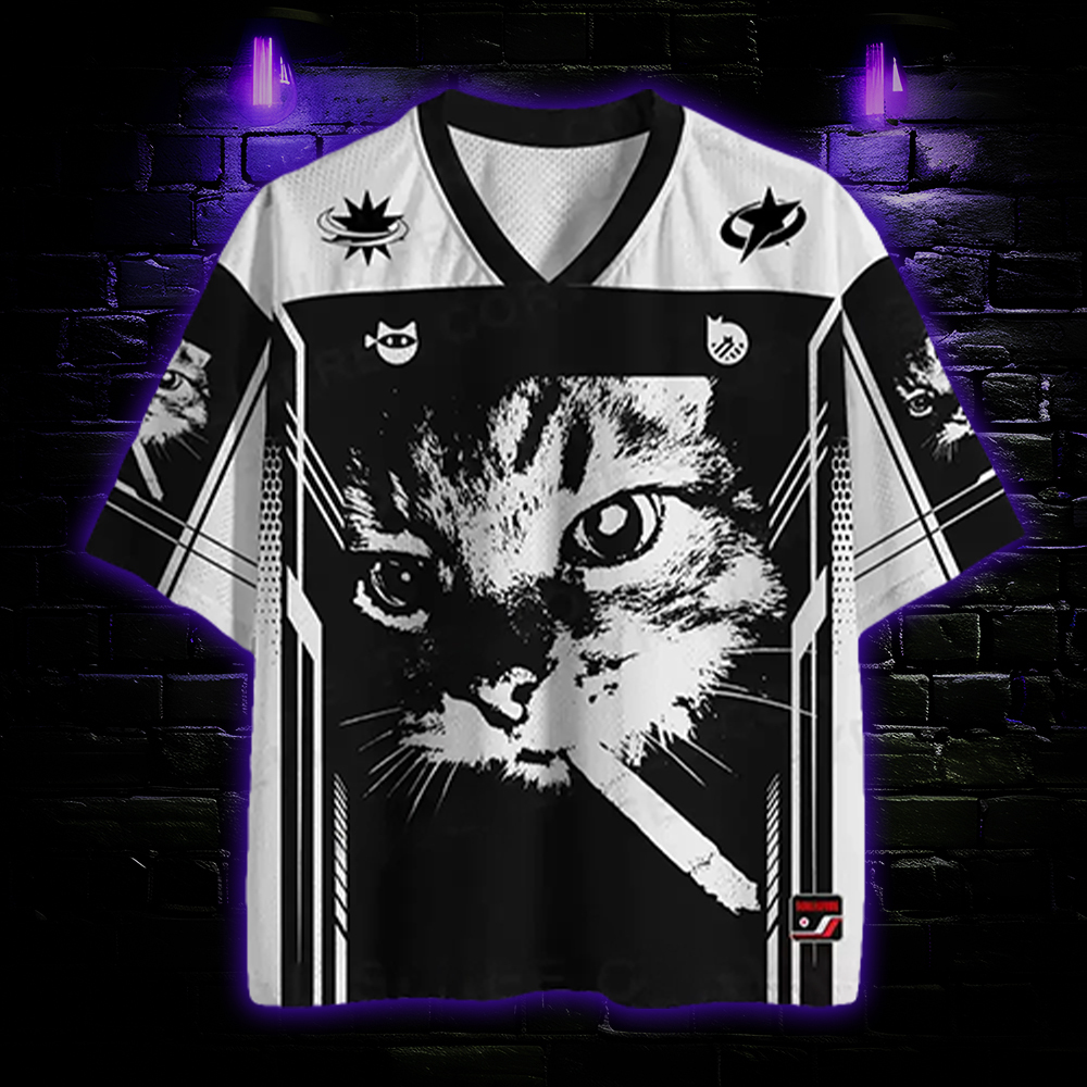 Stylish Feline Vibe Mesh Jersey