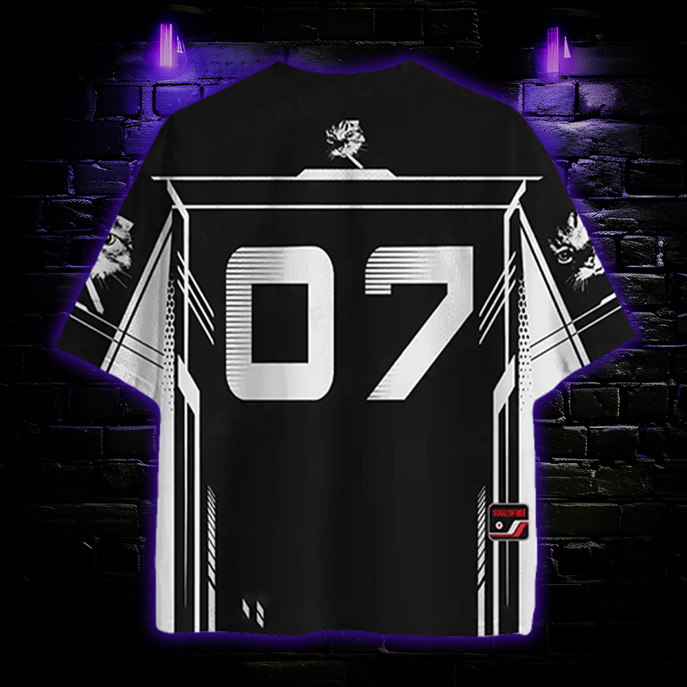  Stylish Feline Vibe Mesh Jersey