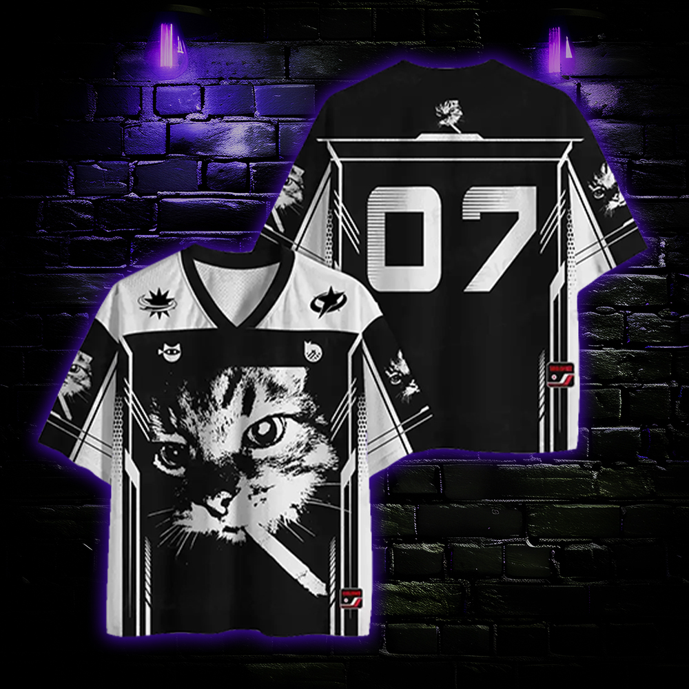  Stylish Feline Vibe Mesh Jersey