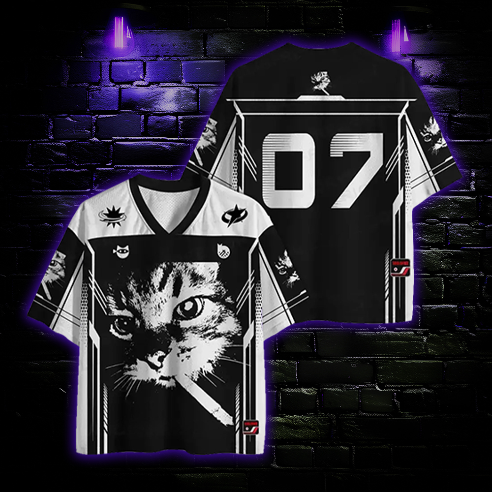  Stylish Feline Vibe Mesh Jersey