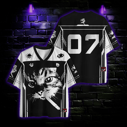  Stylish Feline Vibe Mesh Jersey