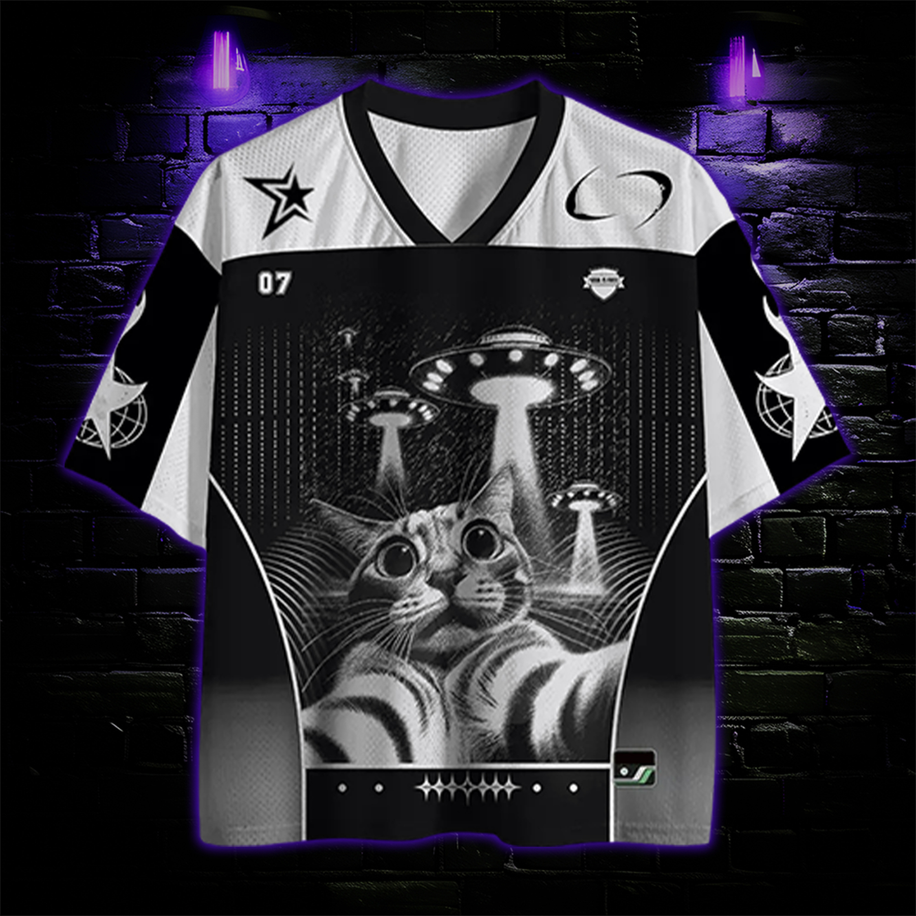 Stylish Feline Vibe Mesh Jersey