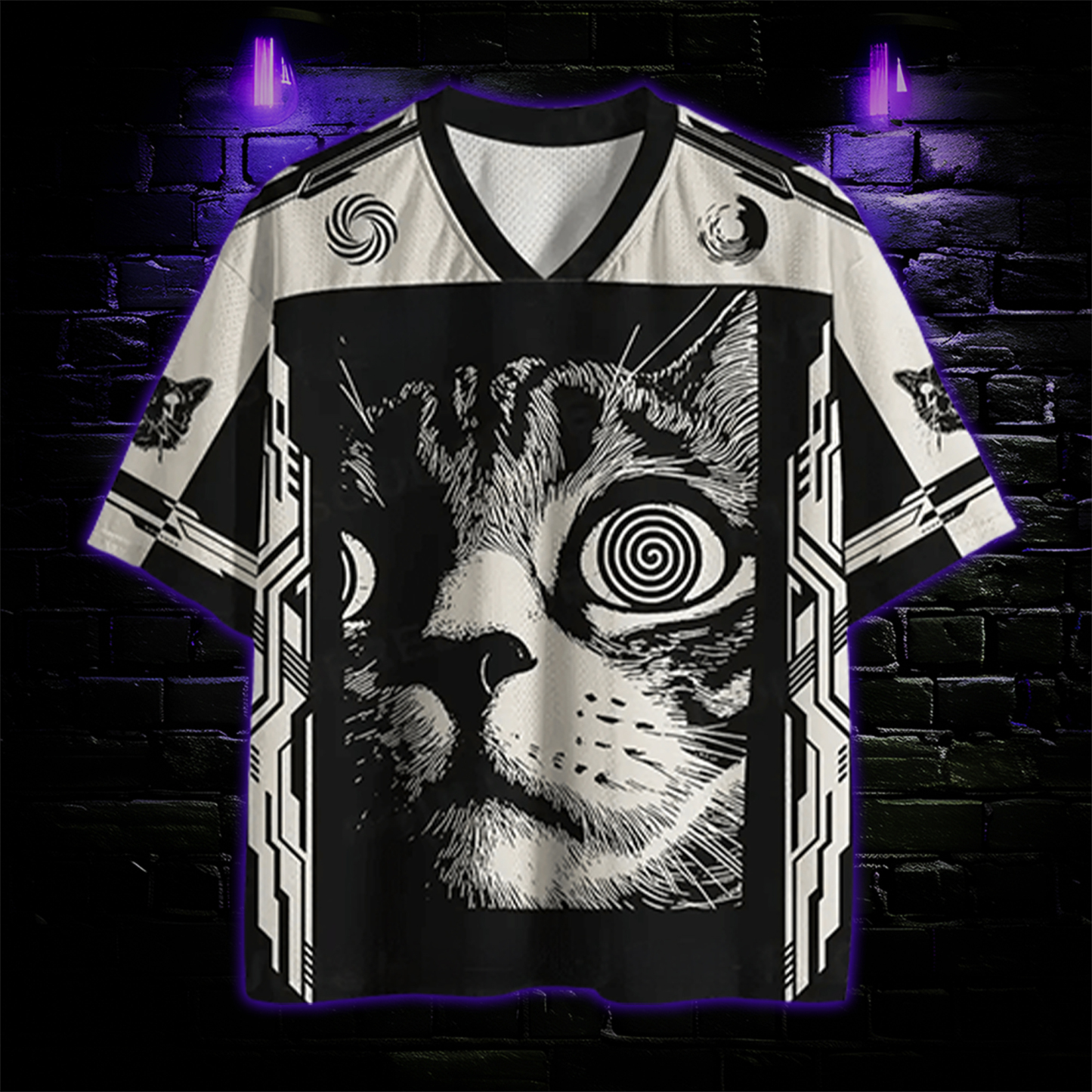 Stylish Feline Vibe Mesh Jersey