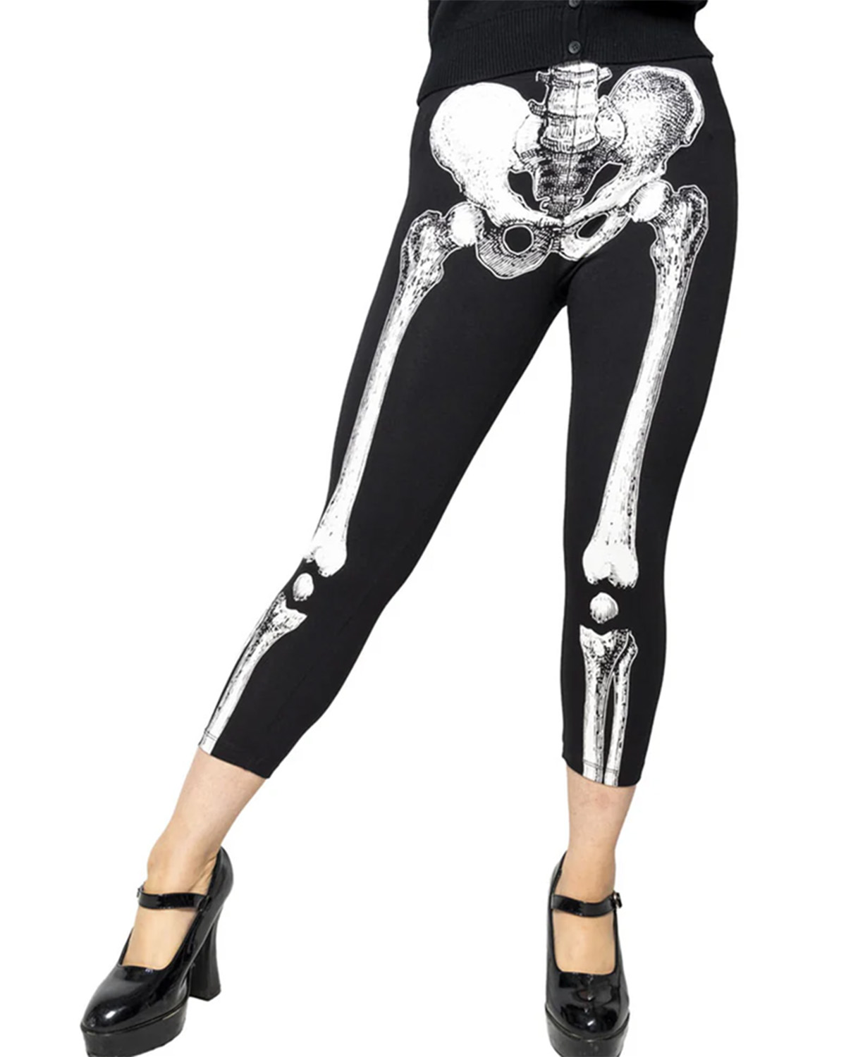 Skele-Bone White Capri Leggings