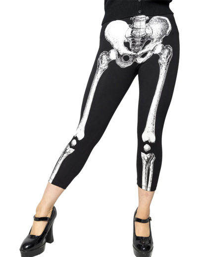 Skele-Bone White Capri Leggings