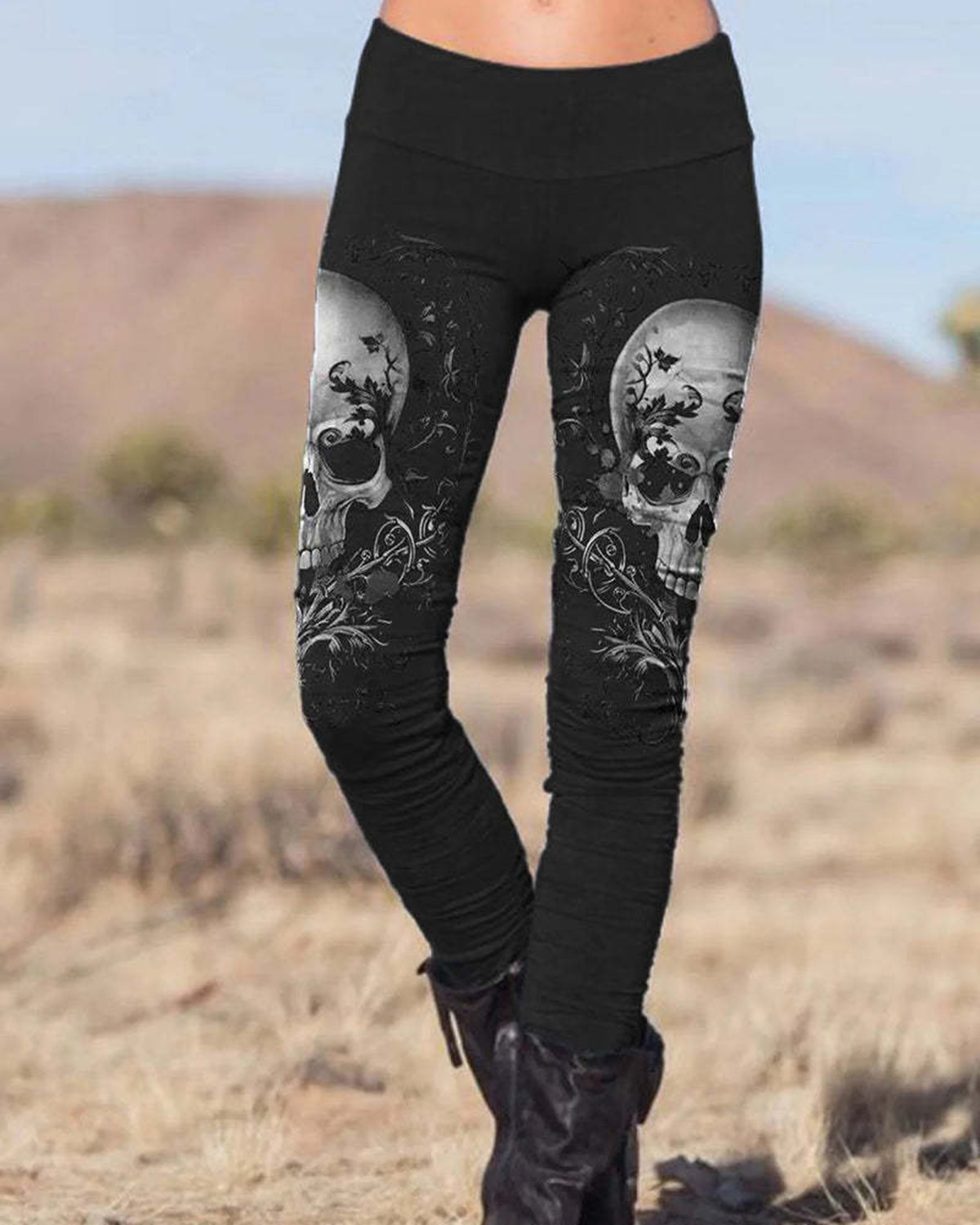 Punk Skull Printed Slim Fit Pants