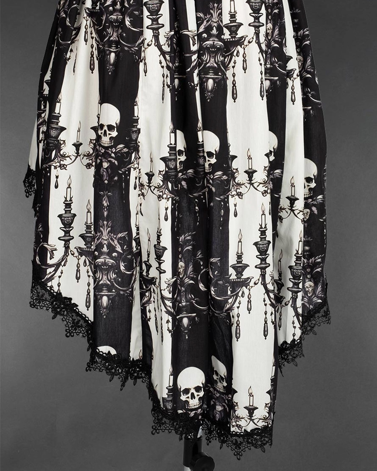 Skull Striped High Low Skirt