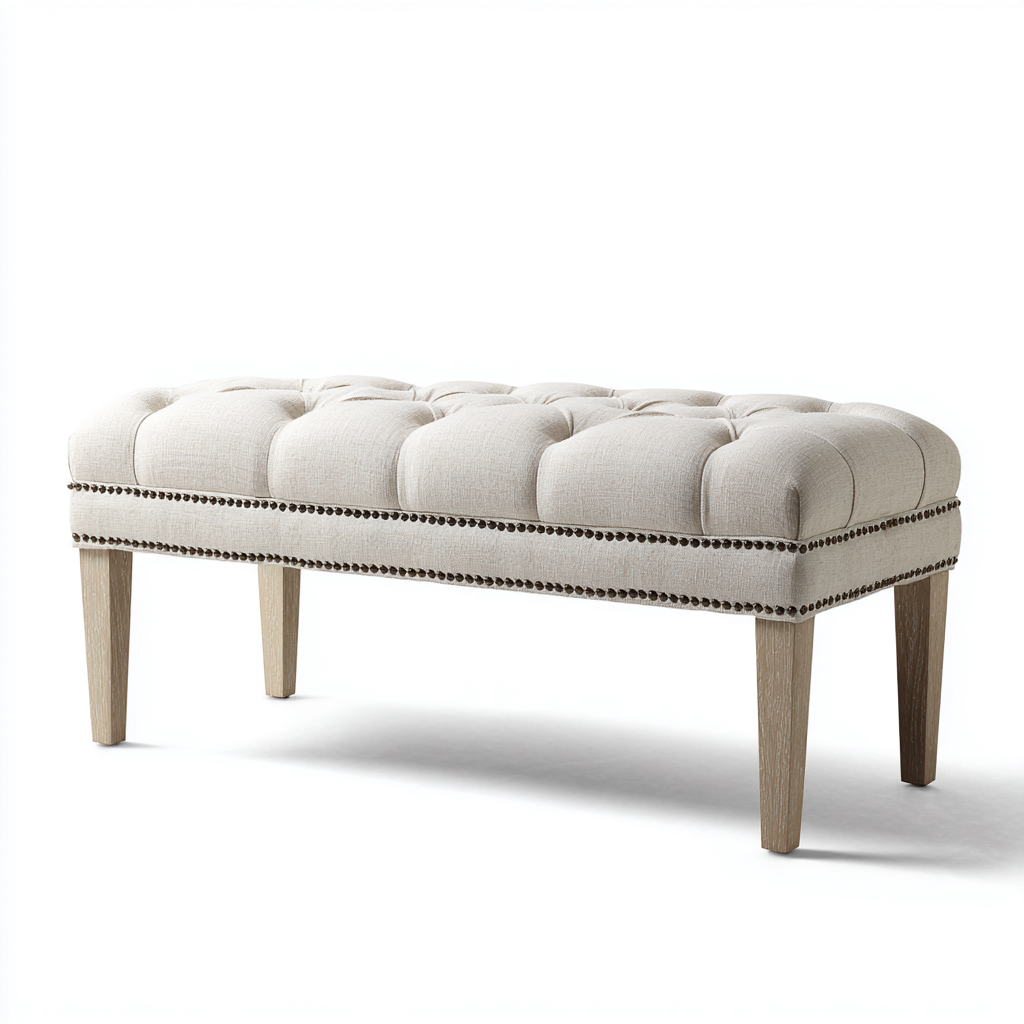 Panca da ingresso-tessuto-legno-118x42x48 cm-beige-design classico-Quietilo