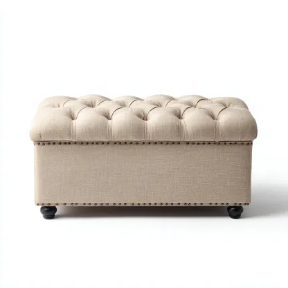 Panca da ingresso-tessuto-legno-97x47x48 cm-beige-design classico-Quietilo