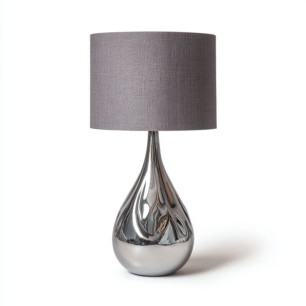 Lampada da tavolo-Metallo-Tessuto-26x26x50 cm-Argento-Grigio-Design moderno-Quietilo