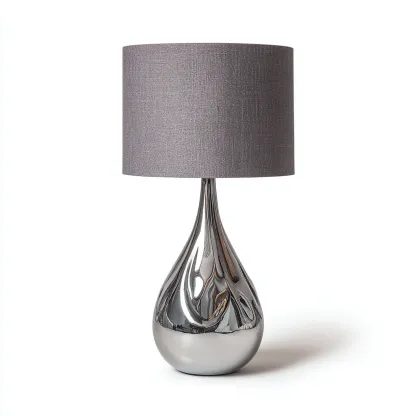 Lampada da tavolo-Metallo-Tessuto-26x26x50 cm-Argento-Grigio-Design moderno-Quietilo