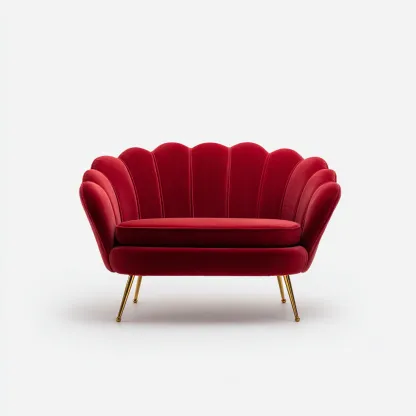 Divano lineare-velluto-metallo-142x82x92 cm-rosso-oro-design moderno-Quietilo