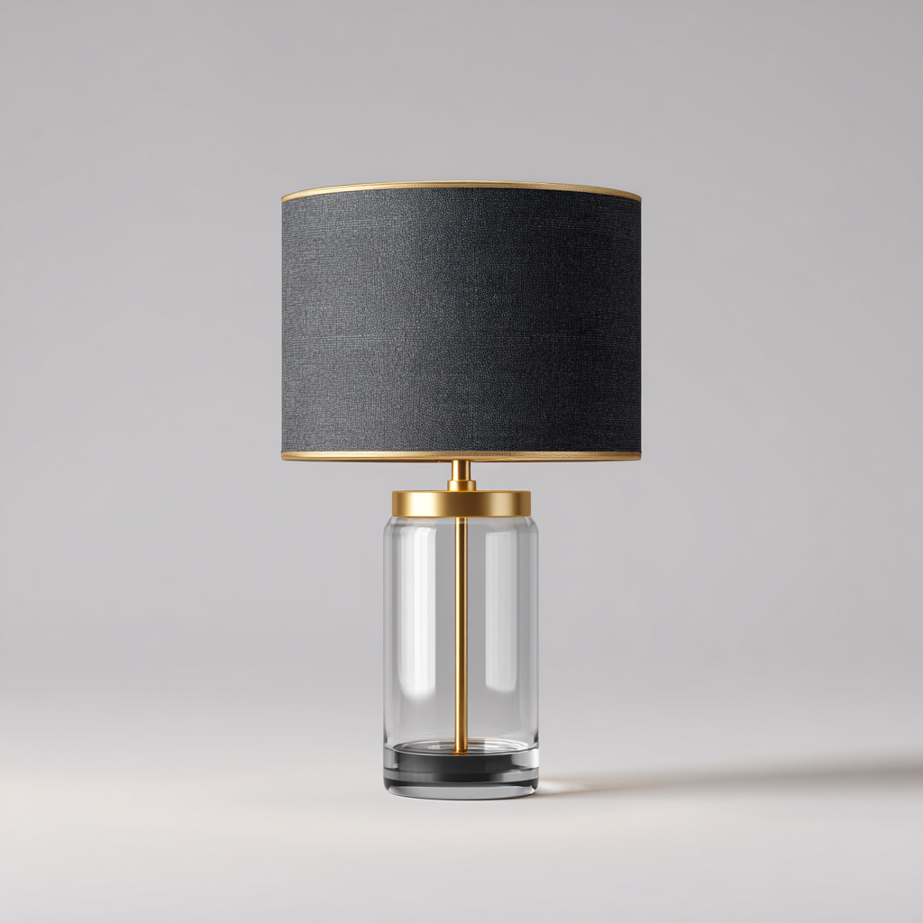 Lampada da tavolo-Vetro-Metallo-Tessuto-26x26x48 cm-Nero-Oro-Design moderno-Quietilo