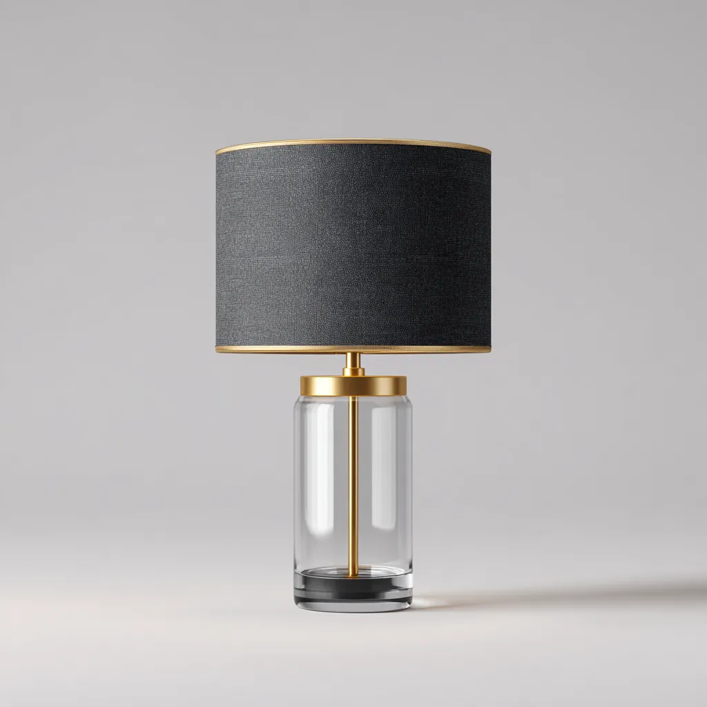 Lampada da tavolo-Vetro-Metallo-Tessuto-26x26x48 cm-Nero-Oro-Design moderno-Quietilo