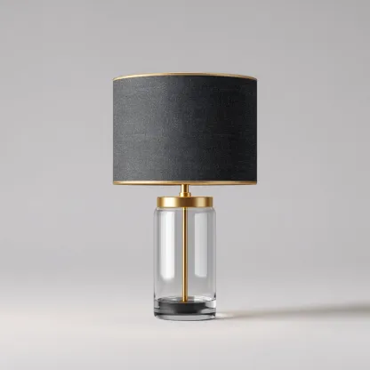 Lampada da tavolo-Vetro-Metallo-Tessuto-26x26x48 cm-Nero-Oro-Design moderno-Quietilo