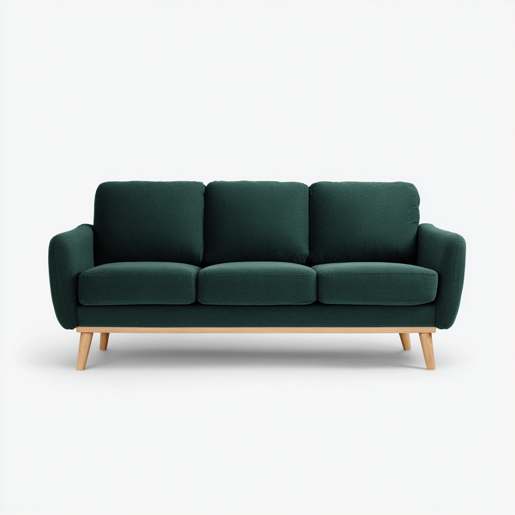 Divano lineare-tessuto-188x85x90 cm-verde scuro-design moderno-Quietilo