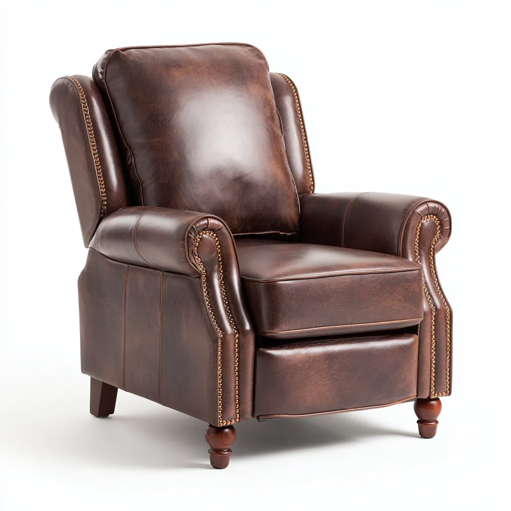 Poltrona reclinabile - Pelle sintetica - 104x95x108 cm - Marrone - Stile classico-Quietilo