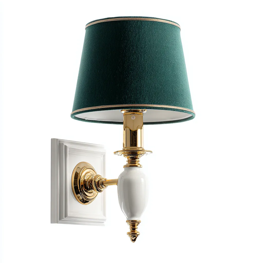 Applique-metallo-tessuto-ceramica-23x18x36 cm-verde-design classico-Quietilo
