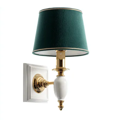 Applique-metallo-tessuto-ceramica-23x18x36 cm-verde-design classico-Quietilo