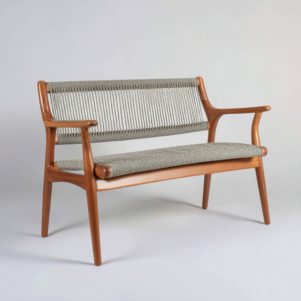 Panca da giardino-legno-corda-146x60x86 cm-marrone-grigio-design moderno-Quietilo