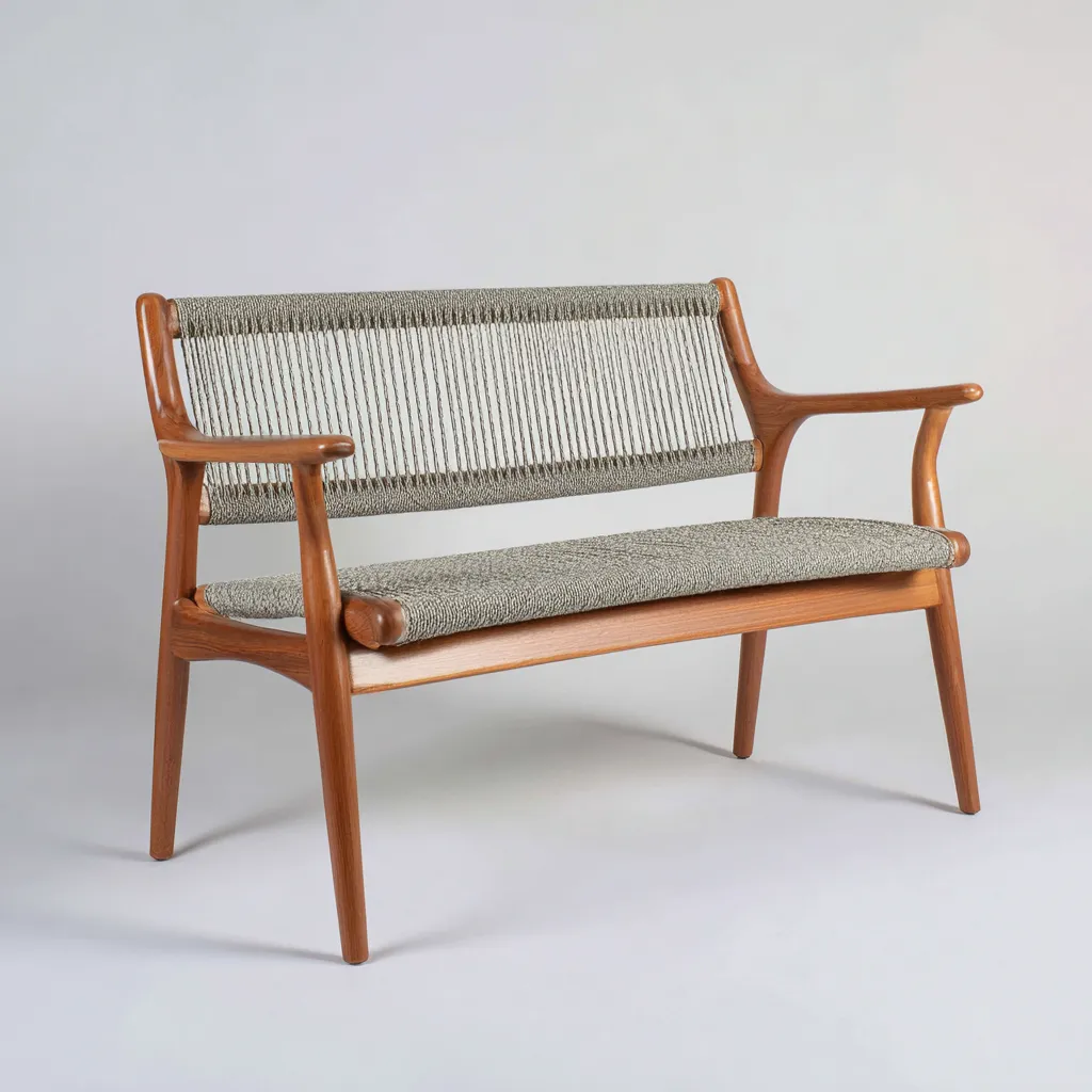 Panca da giardino-legno-corda-146x60x86 cm-marrone-grigio-design moderno-Quietilo