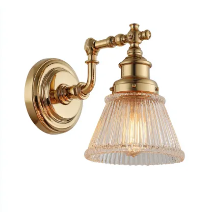 Applique-metallo-ottone-17x12x23 cm-oro-trasparente-stile vintage-Quietilo