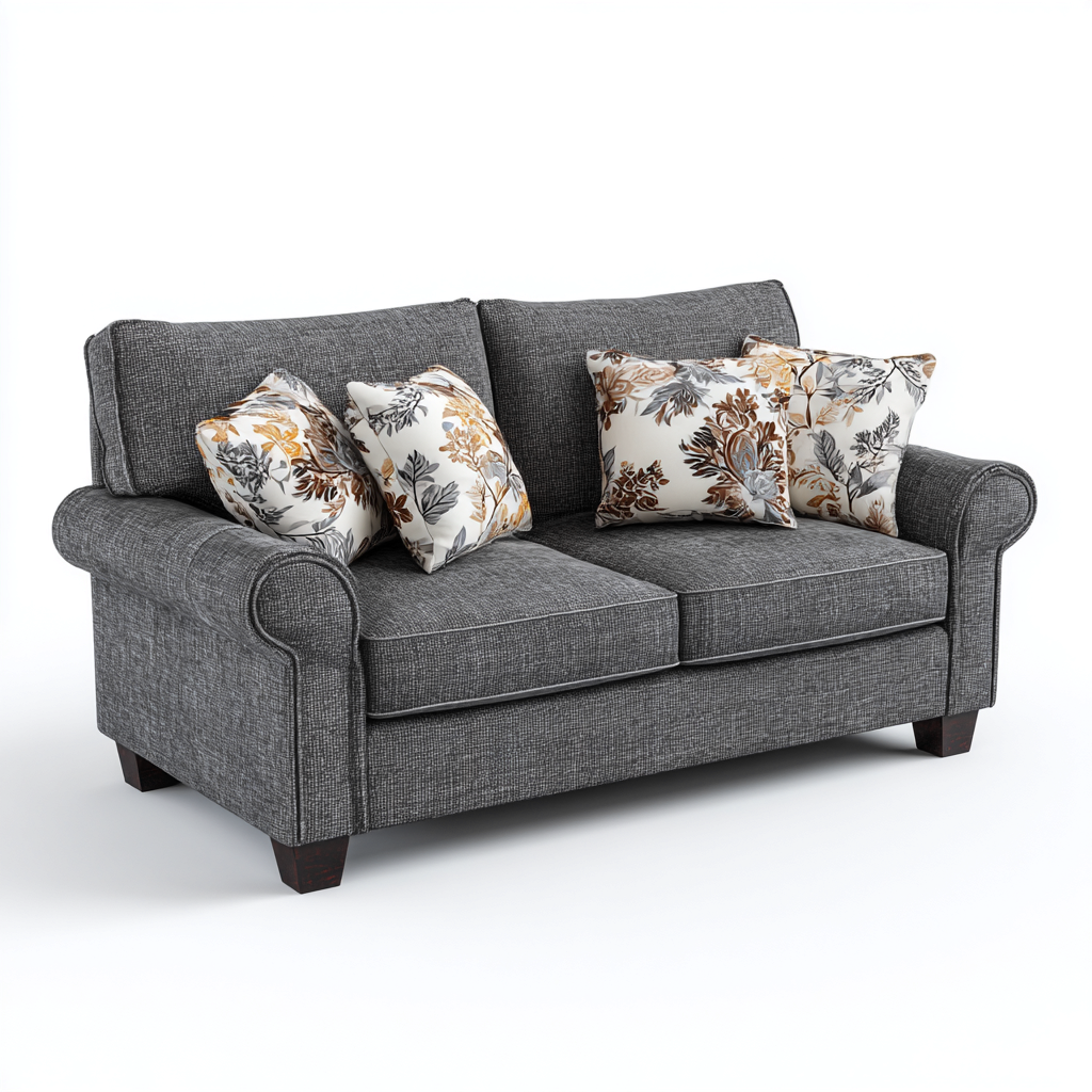 Divano lineare-tessuto-184x90x92 cm-grigio-design classico-Quietilo