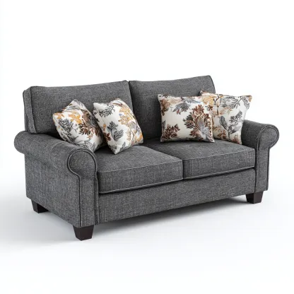 Divano lineare-tessuto-184x90x92 cm-grigio-design classico-Quietilo