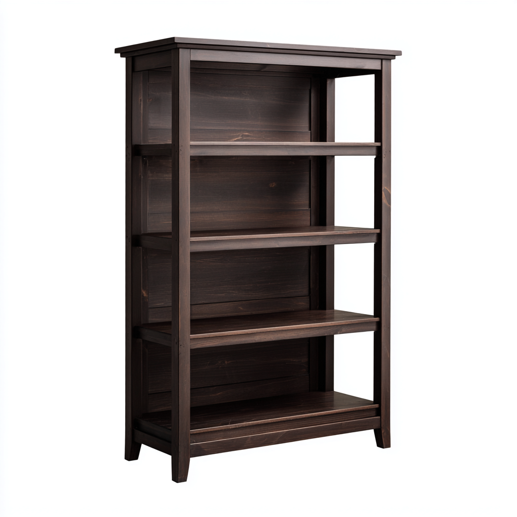 Libreria-legno-massiccio-92x34x174 cm-marrone-design moderno-Quietilo
