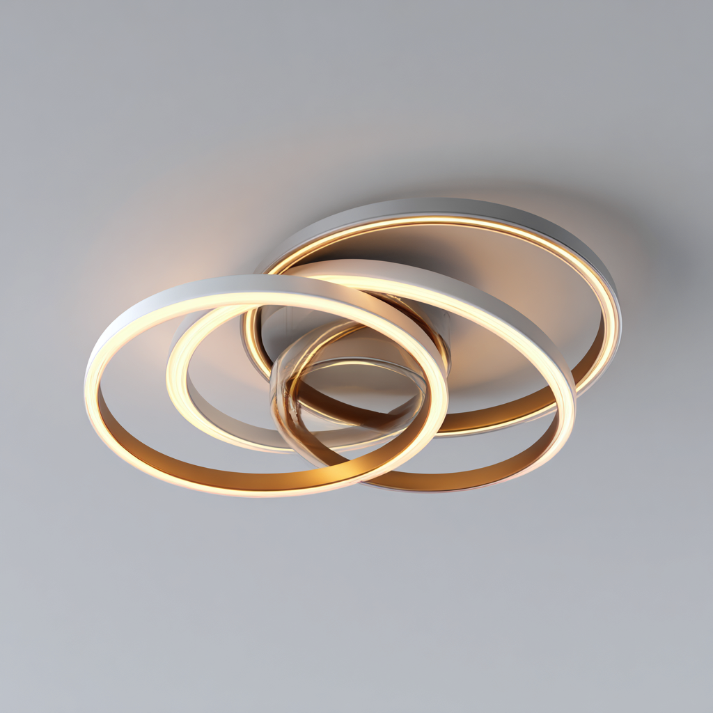 Lampada da soffitto-metallo-acrilico-54x48x10 cm-argento-oro-bianco-design moderno-Quietilo