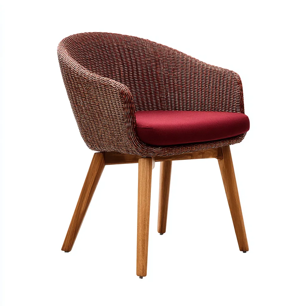 Sedia da giardino-legno-rattan sintetico-tessuto-59x58x84 cm-marrone-rosso-moderno-Quietilo