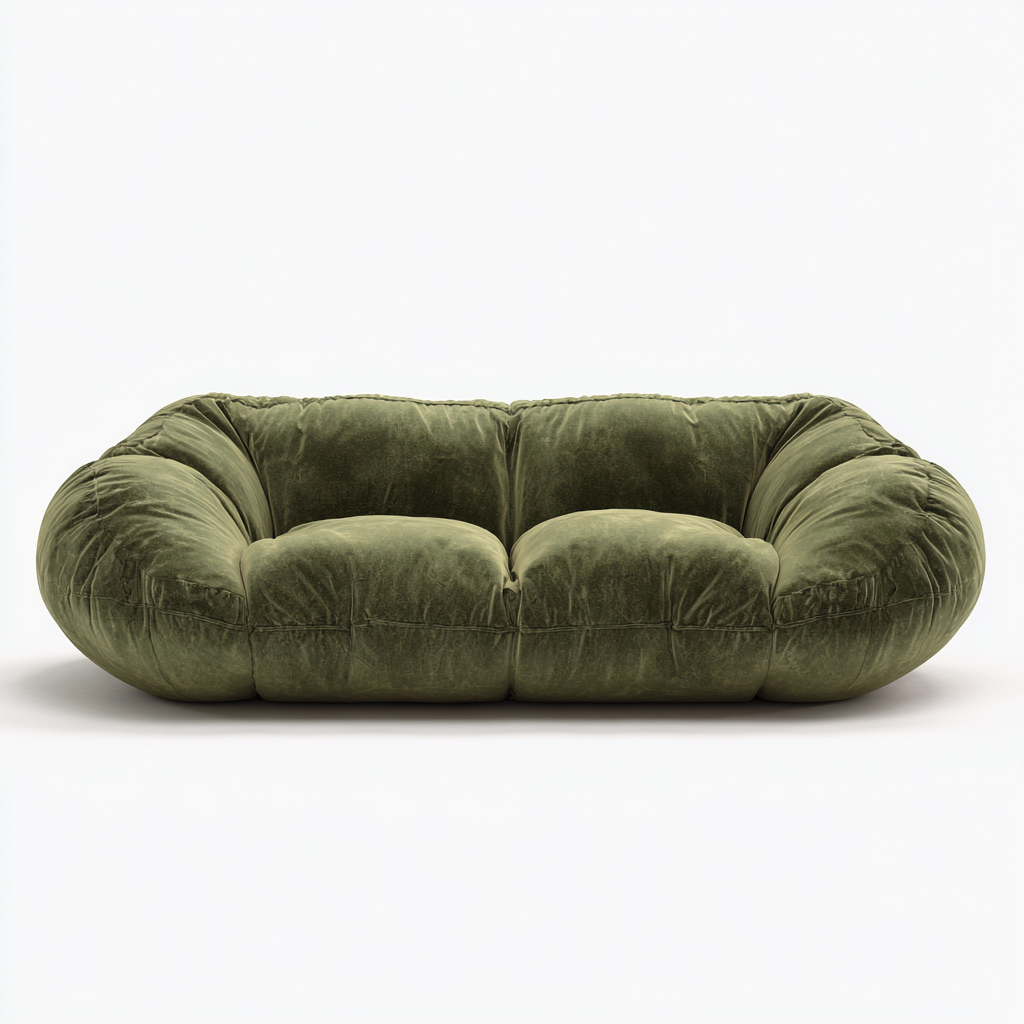 Divano lineare-velluto-210x105x75 cm-verde oliva-design moderno-Quietilo