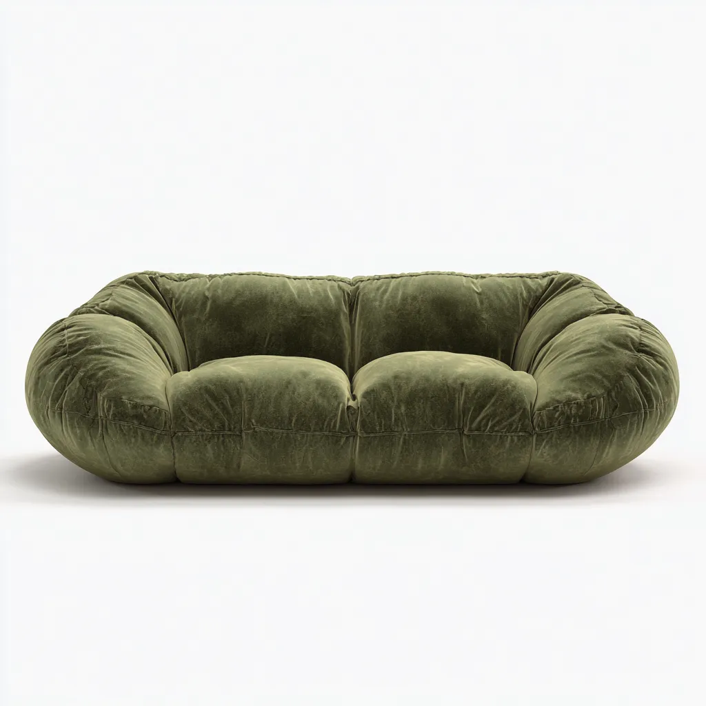 Divano lineare-velluto-210x105x75 cm-verde oliva-design moderno-Quietilo
