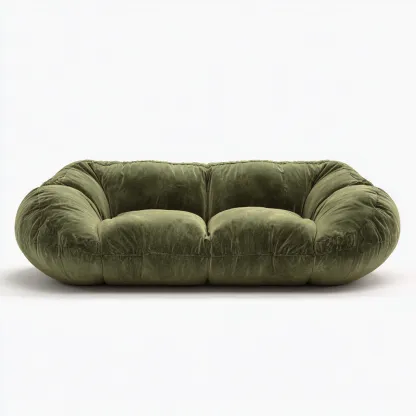 Divano lineare-velluto-210x105x75 cm-verde oliva-design moderno-Quietilo