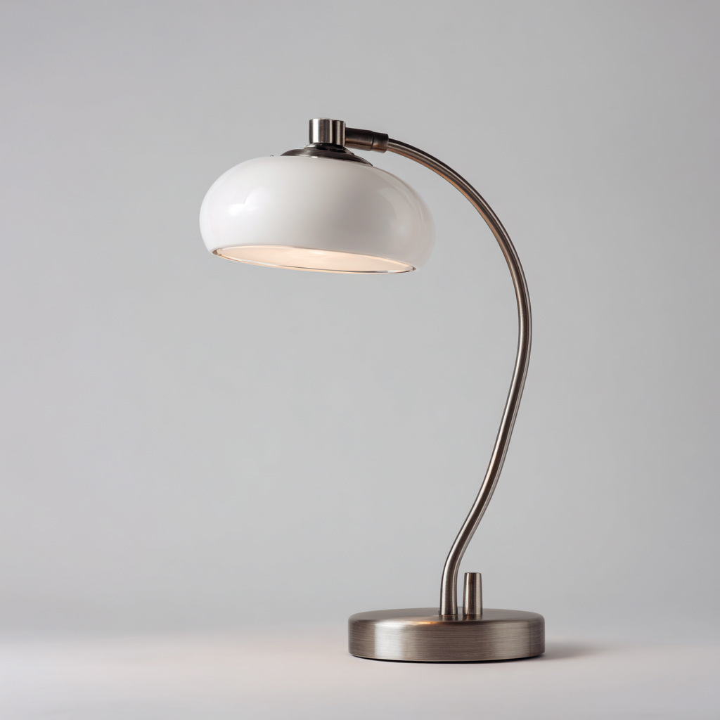 Lampada da tavolo-Metallo-Vetro-21x15x38 cm-Argento-Bianco-Design moderno-Quietilo