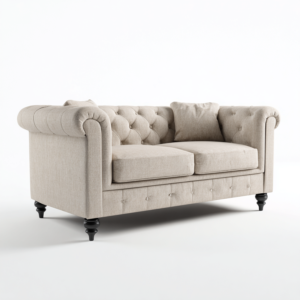 Divano lineare-tessuto-178x86x89 cm-beige-design classico-Quietilo