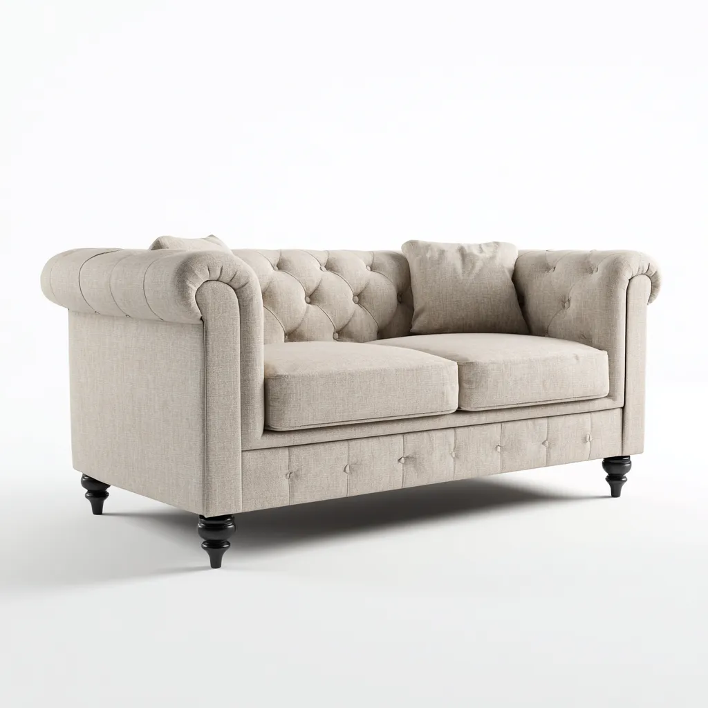 Divano lineare-tessuto-178x86x89 cm-beige-design classico-Quietilo