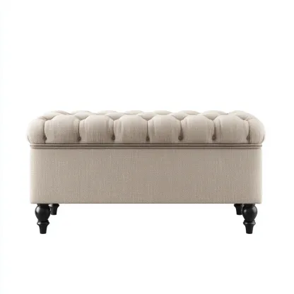 Panca da ingresso-tessuto-legno-102x46x47 cm-beige-design classico-Quietilo