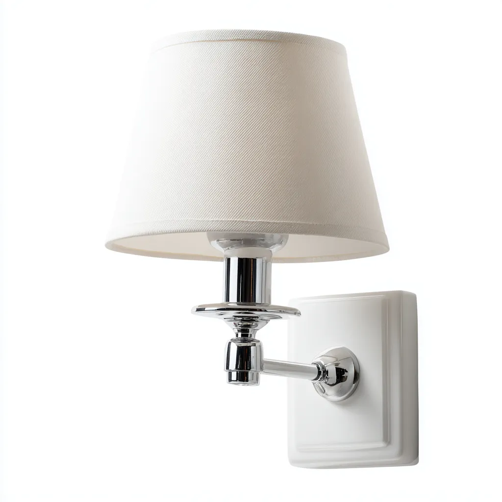 Applique-metallo-tessuto-18x14x26 cm-cromo-bianco-stile classico moderno-Quietilo