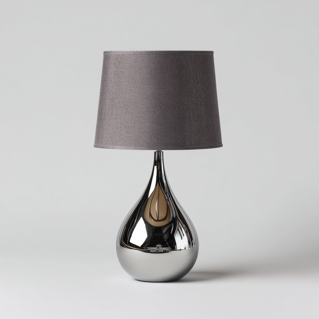 Lampada da tavolo-Metallo-Tessuto-24x24x46 cm-Argento-Grigio-Design moderno-Quietilo