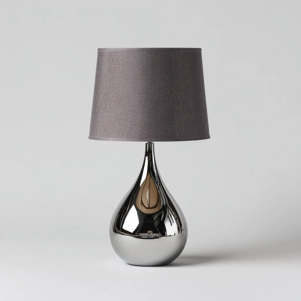 Lampada da tavolo-Metallo-Tessuto-24x24x46 cm-Argento-Grigio-Design moderno-Quietilo