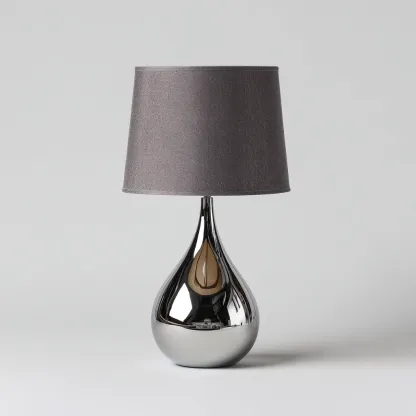 Lampada da tavolo-Metallo-Tessuto-24x24x46 cm-Argento-Grigio-Design moderno-Quietilo