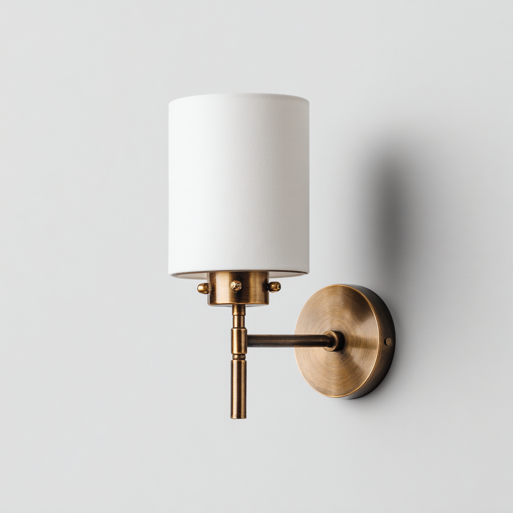 Applique-metallo-tessuto-16x11x28 cm-ottone-bianco-stile moderno classico-Quietilo