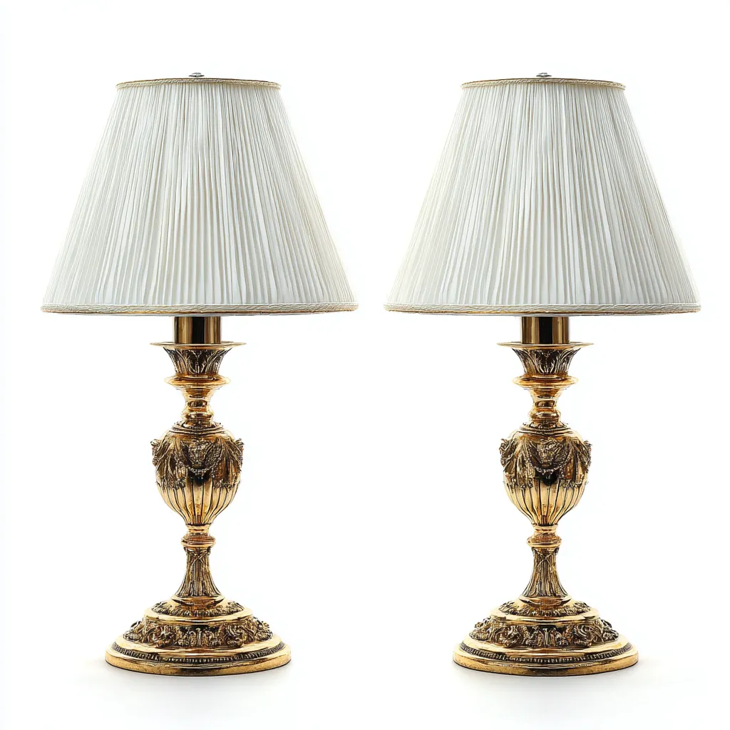 Lampada da tavolo-Metallo-Tessuto-26x26x52 cm-Oro-Bianco-Stile classico-Quietilo