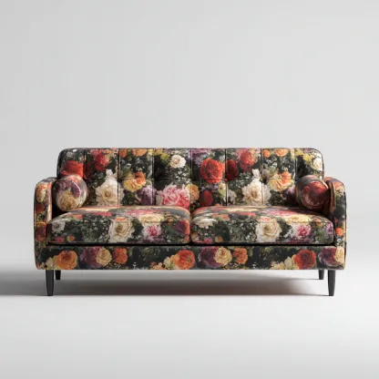 Divano lineare-velluto-metallo-196x90x95 cm-multicolore-nero-design contemporaneo-Quietilo