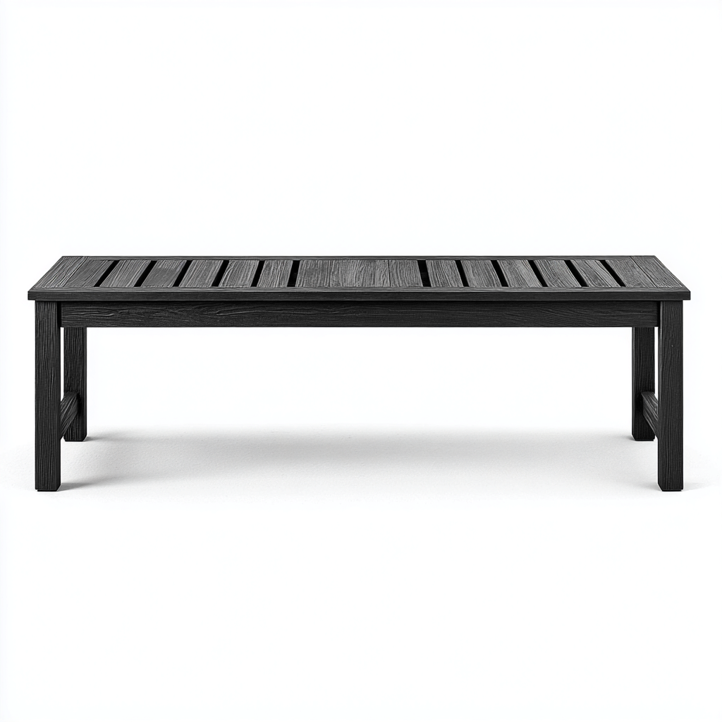 Panca da giardino-legno composito-123x37x44 cm-nero-moderno-Quietilo