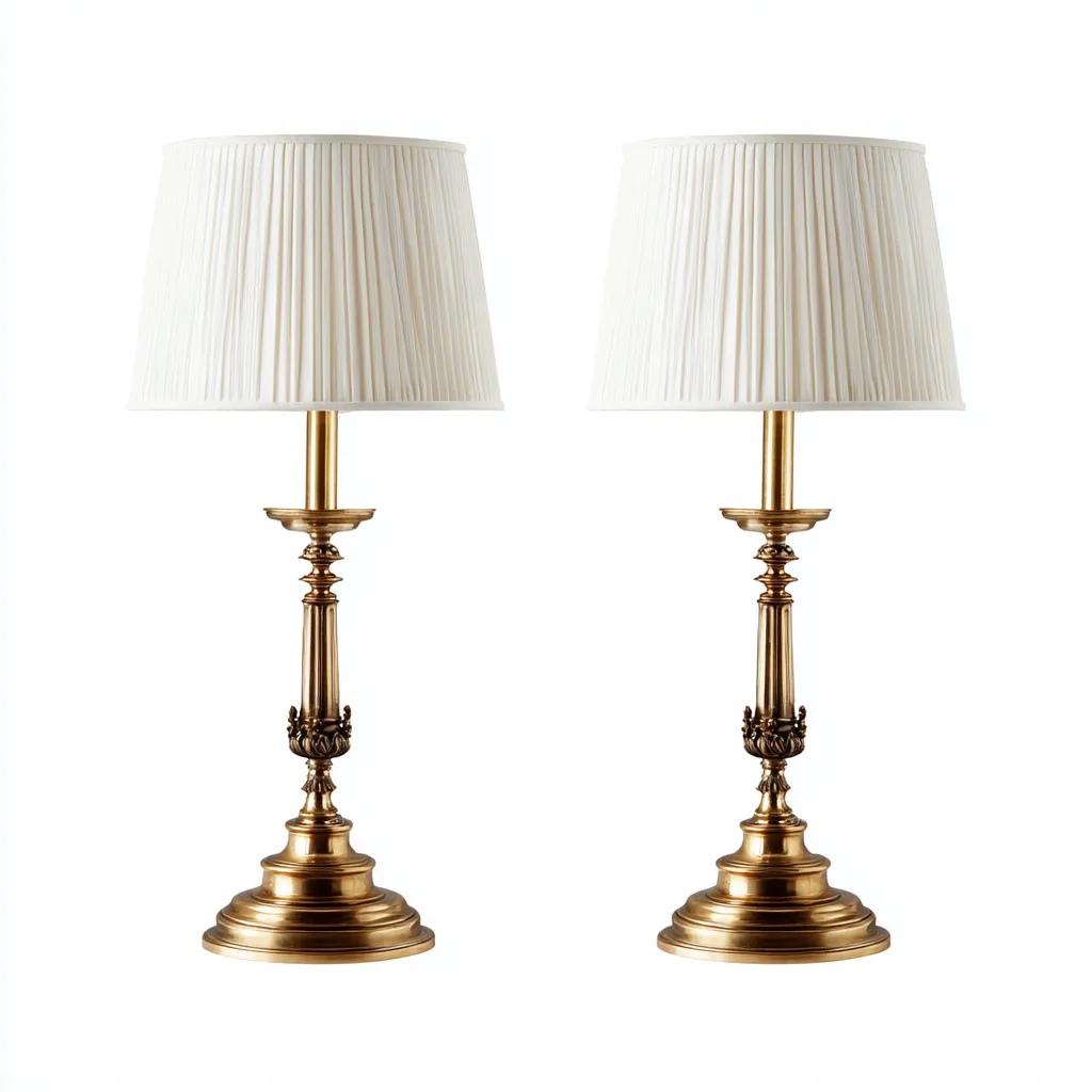 Lampada da tavolo-Metallo-Tessuto-27x27x60 cm-Oro-Avorio-Stile classico-Quietilo