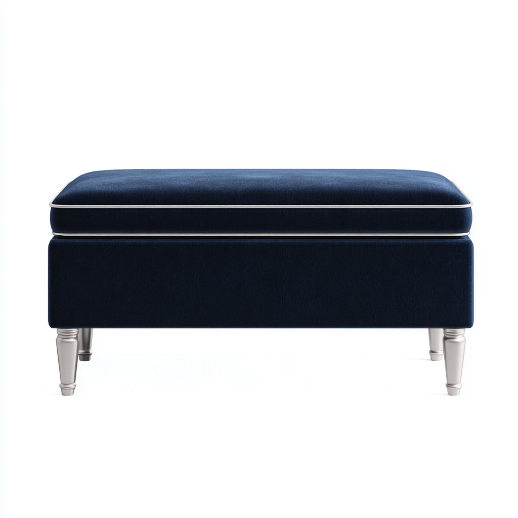 Panca da ingresso-velvet-legno-metallo-110x45x46 cm-blu- classico-Quietilo