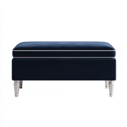 Panca da ingresso-velvet-legno-metallo-110x45x46 cm-blu- classico-Quietilo