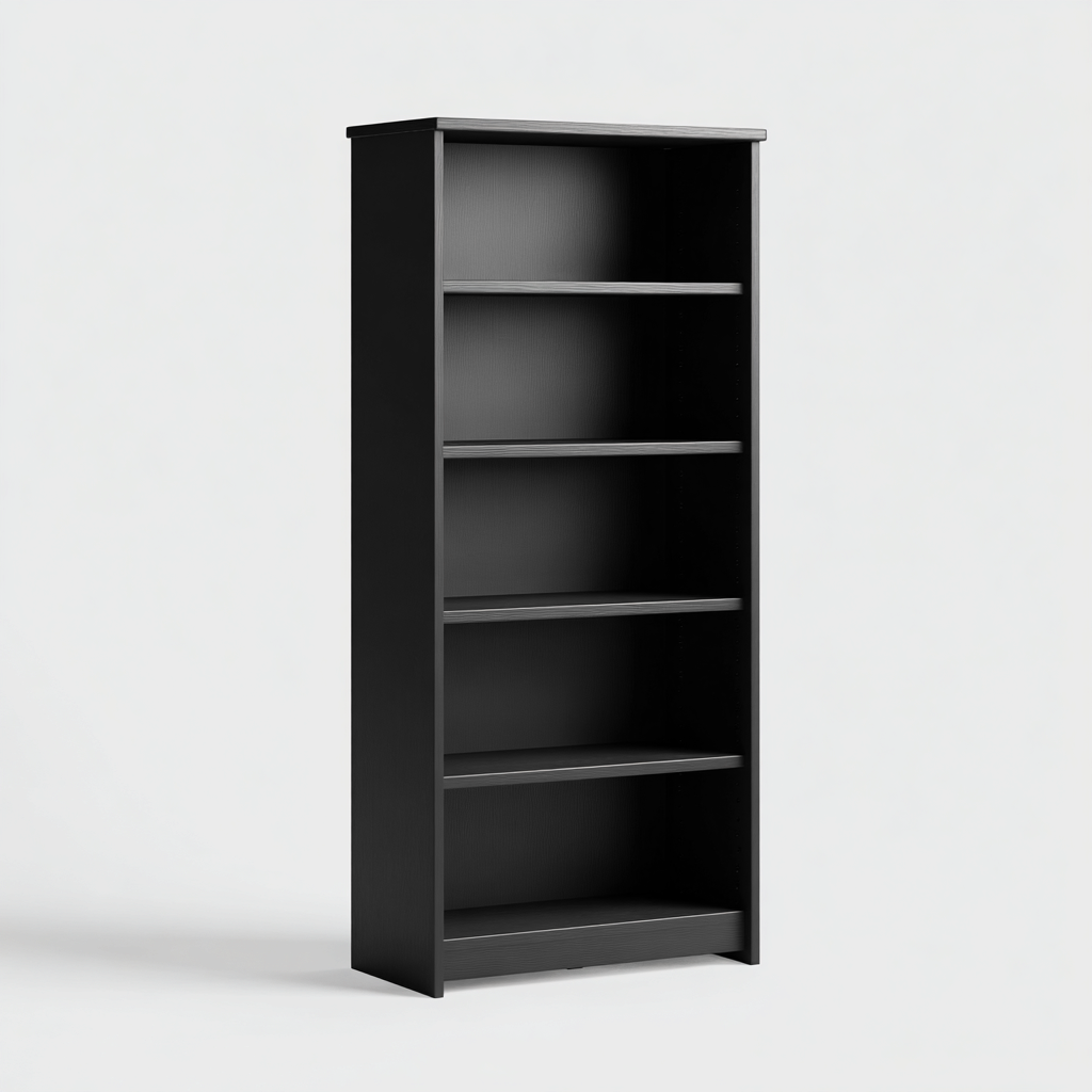 Libreria-legno-ingegnerizzato-80x28x182 cm-nero-design moderno-Quietilo